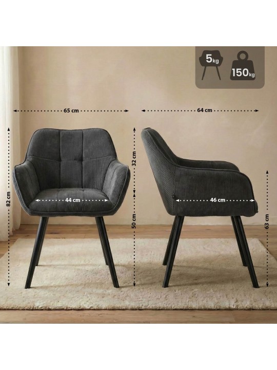 Cadeira de jantar Vienna Cord, cinza escuro