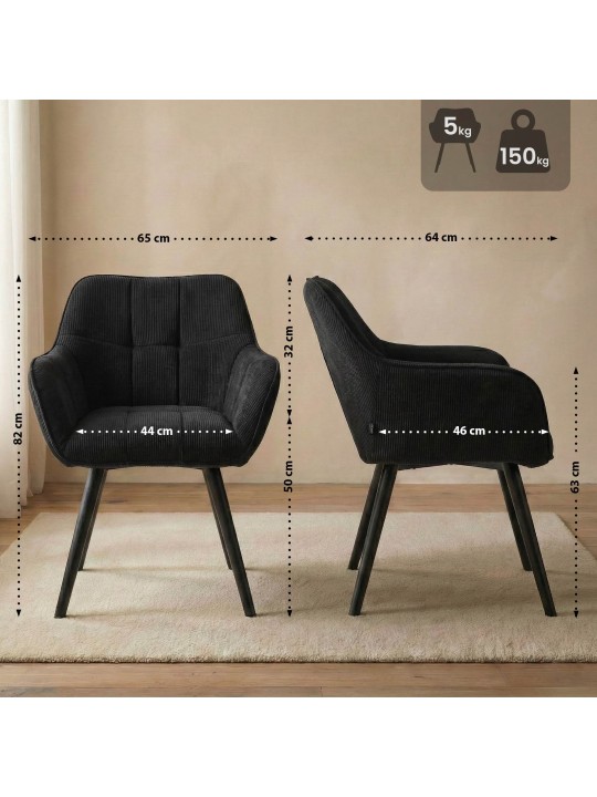 Cadeira de jantar Vienna Cord, preto Cadeira de jantar Vienna Cord, preto